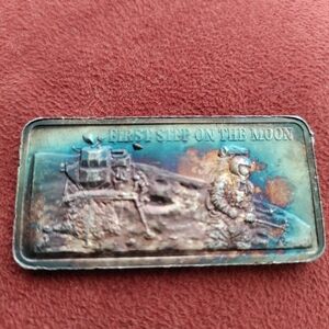Tools.1973 Hamilton Mint First Step on the Moon Silver Art Bar Beautiful Tonning